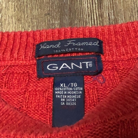Vintage Gant Sweater Men's XL Hand Framed Checkered Knit Quilted Crewneck Ribbed - Picture 2 of 4